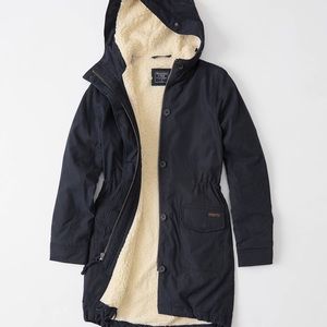 Abercrombie&Fitch Sherpa-lined twill parka jacket